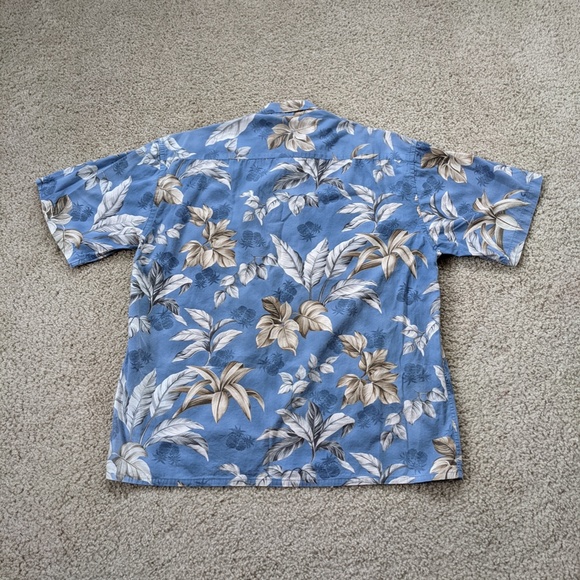 Pierre Cardin Hawaiian Shirt Men's XL Blue Tan Floral * - Picture 5 of 10